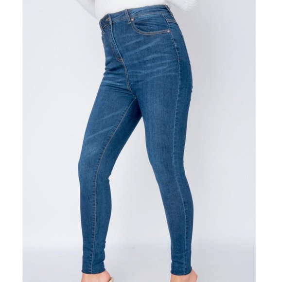 Blue High Waist Skinny Denim Jeans Pants - Picture 4 of 10